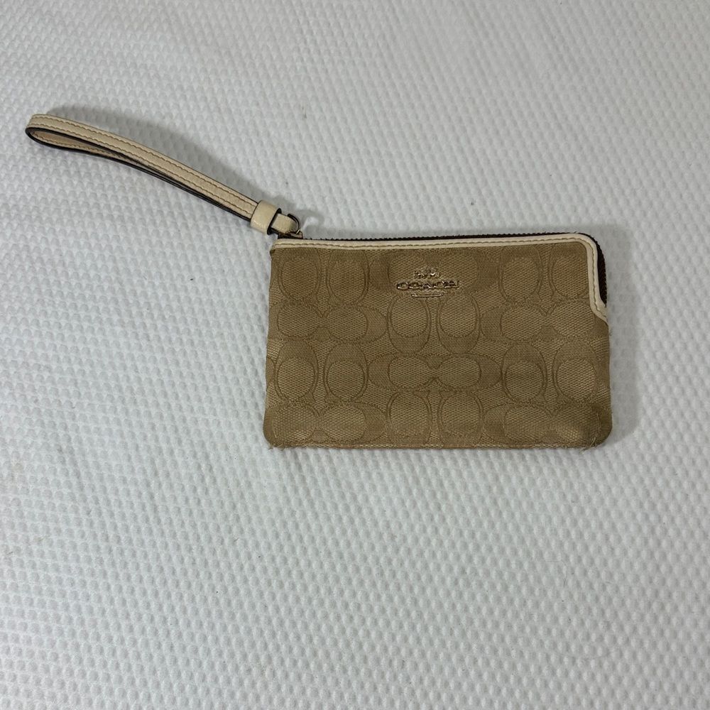 Coach Beige Wristlet with Logo Pattern